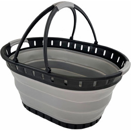Складний пластиковий кошик для білизни SAMMART 25 л чорний з сірим