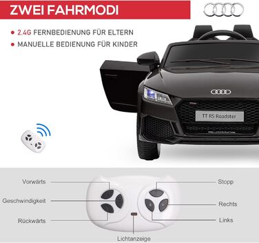 Дитячий електромобіль HOMCOM 12V з пультом, музикою, USB, MP3, LED-фарами, для дітей 3-5 років, чорний