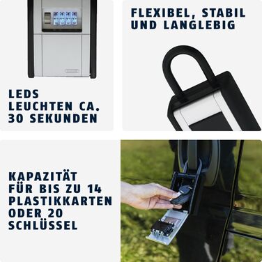 Сейф для ключів ABUS KeyGarage 797 LED з підсвічуванням - чорно-срібний, для ключів та дрібних цінностей