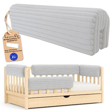 Захист для ліжечка дитячого Bettkantenschutz 90 см, світло-сірий з кордом - бортик-подушка від випадання