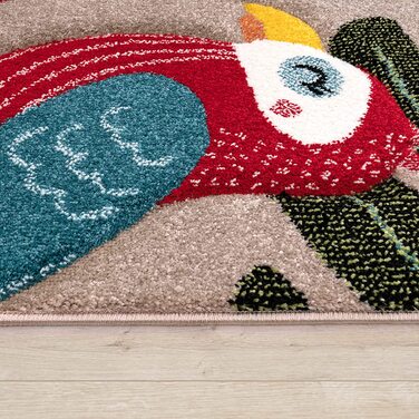 Дитячий килимок для дитячої кімнати Paco Home з коротким ворсом у вигляді тварин і джунглів, розмір колір (200x290 см, бежевий)