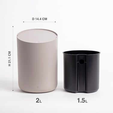 Міні-відро для косметики Kazai 'Tove - 1,5 л Ексклюзивний дизайн відра для сміття з Берліна Нековзний, з внутрішнім відром і функцією смарт-сумки Чорний