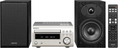 Система Denon D-M41DAB Mini, CD, Bluetooth, FM/DAB, 2x30 Вт, сріблястий/чорний