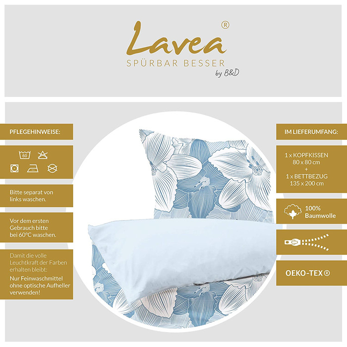 Комплект постільної білизни Lavea-Nora 135 х 200 см 80 х 80 см.Дизайн Квітковий Колір Червоний/барвистий 100 бавовна. Висока якість із застібкою-блискавкою. (135 х 200 80 х 80 см, синій/білий)