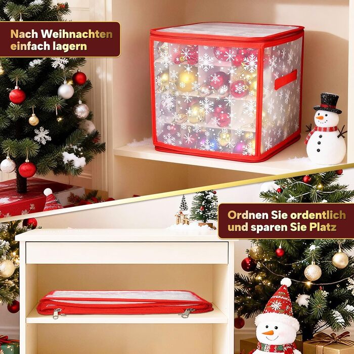 Коробка для зберігання новорічних кулі (64 відділення, 4 яруси, з регульованими перегородками, червона)