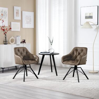 Крісло для їдальні WOLTU EZS61br-1 (8 шт.) з підлокітниками, штучна шкіра, металеві ніжки, коричневе