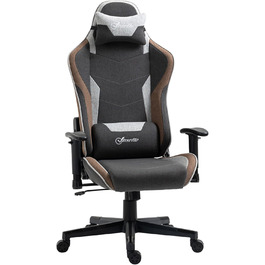 Крісло ігрове Vinsetto Ergonomic з регулюванням висоти, підголівником та підтримкою попереку, сірий