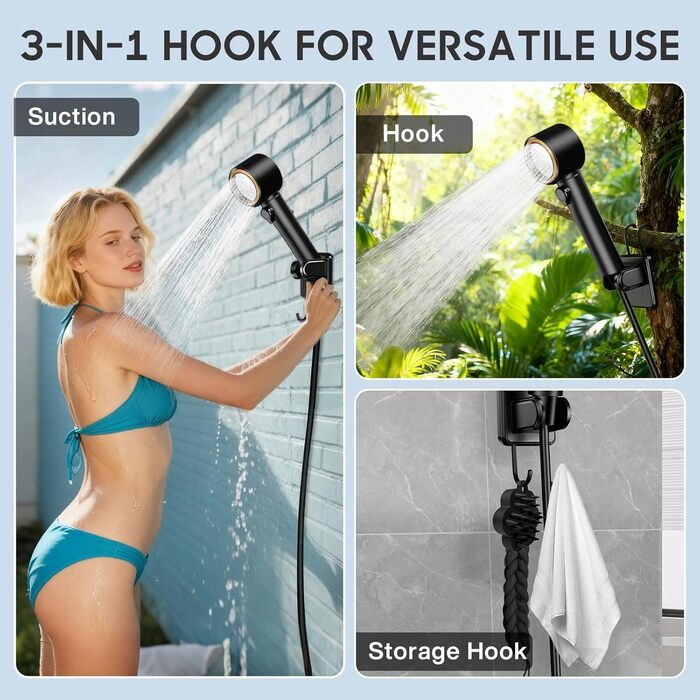 Електричний душ для кемпінгу MIAOKE 7800 mAh з цифровим дисплеєм та індикатором температури, портативний душ для подорожей, походу, кемпінгу - золотий