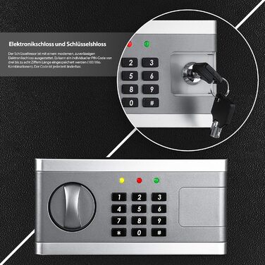 KESSER® Електронний сейф | 38x30x30 см | з батарейним відсіком | Вбудоване освітлення | Настінний/підлоговий сейф | Чорний