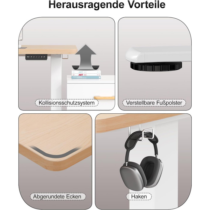 Дитячий електричний стіл Airfish 80x60/140x60 см з регулюванням висоти та функцією пам'яті | Стіл для дому/офісу