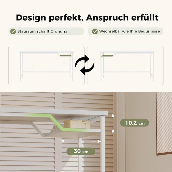 Комп'ютерний стіл Mericonia 120 см, ігровий стіл для невеликих приміщень, білий стіл для дому та офісу, стіл для студентів 120x60 см