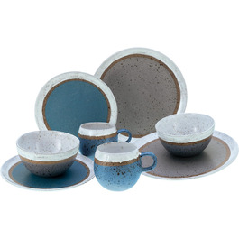 Серія Fjord, набір посуду з 8 предметів, комбінований сервіз з кераміки, можна мити в посудомийній машині та мікрохвильовій печі, зроблено в Португалії, 23677