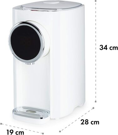 Klarstein Hot Spring Plus: Дозатор гарячої води, 5 л, LCD-дисплей, 45-95°C, нержавіюча сталь, захист від сухого кипіння та перегріву, блокування від дітей