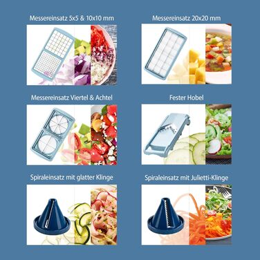 Nicer Dicer Fusion Smart Julietti - набір для нарізки овочів та фруктів, м'ятно-зелений, 16 частин | Нарізання, тертя, жульєн, спіралі, кубики | Новинка