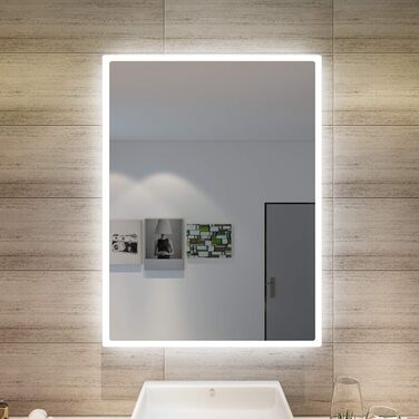 Дзеркало для ванної кімнати SONNI з підсвічуванням 80x60 см, IP44, холодне біле світло