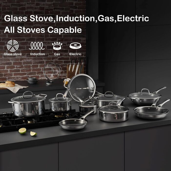 Wok SNOWCLAD 32 см з антипригарним покриттям, нержавіюча сталь, для всіх плит, безпечний, можна мити в посудомийній машині