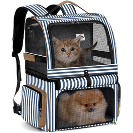 Двошаровий рюкзак для котів для 2 котів, до 11 кг (смужки)