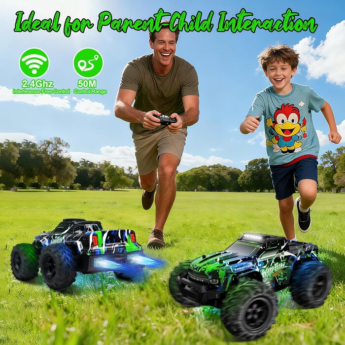 Радіокерований позашляховик BAZADER 1:18 з LED підсвіткою та розпилювачем води, 25 км/год, 2.4 ГГц, зелений - для хлопчиків від 4 років