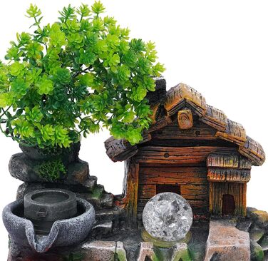 Настільний фонтанчик для дому та офісу з LED-підсвічуванням та розпилювачем, декоративний каскадний фонтан з кришталевою кулею