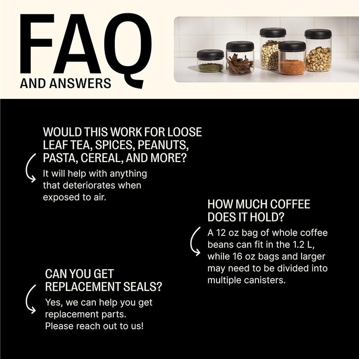 Контейнер для кави та продуктів з вакуумним насосом, 1.2 л, скло