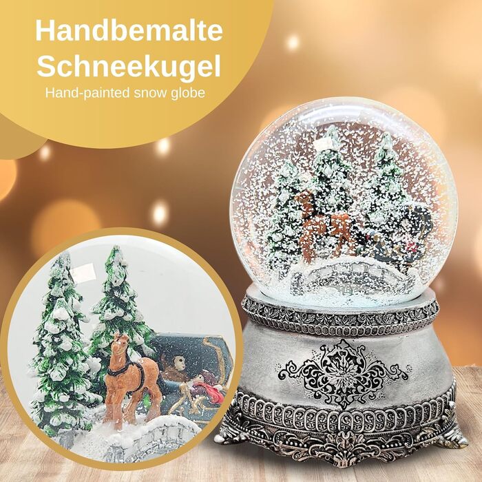 Прогулянка в кареті Nostalgia Snow Globe * Срібна основа * Музична шкатулка * 10см - 20294