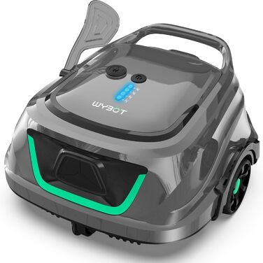 Робот-пилосос для басейну WYBOT A1 з акумулятором та подвійним фільтром - 120 хв тихої роботи для басейнів до 100㎡ | Енергозберігаюча система, бездротовий пилосос для басейну, сірий та зелений