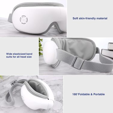 Електричний масажер для очей з підігрівом, вібрацією та Bluetooth, 5 режимів, для зменшення темних кіл та сухості очей, подарунок для сім'ї