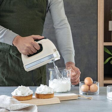 Міксер ручний KitchenAid 9 швидкостей, червоний (кремовий) з LED-дисплеєм та насадками