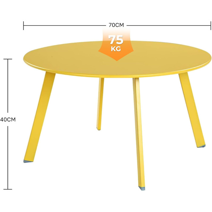 Великий патіо приставний столик на вулиці/в приміщенні, простий у встановленні, вітальня/офіс (сірчано-жовтий)