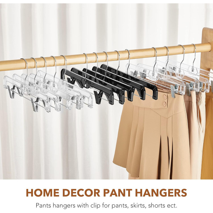 Кліпси для штанів House Day, 12 шт, 35 см, пластикові вішалки для штанів, спідниць, джинсів, шортів та легінсів, з обертовим гачком 360°