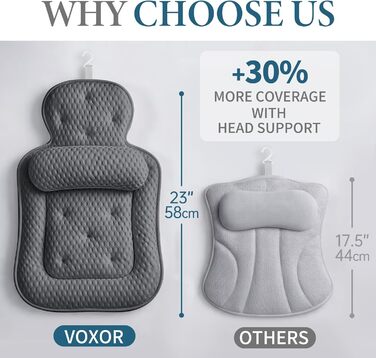 Подушка для ванни під голову та шию з 3D-сітки, 54 присоски, сіра. Аксесуар для релаксації у ванні та душі, подарунок