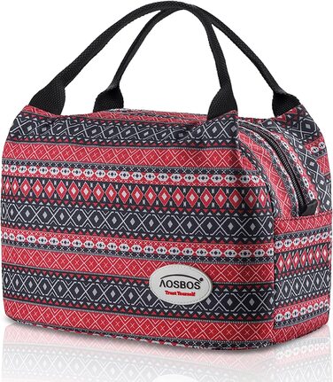 Міні-сумка-холодильник aosbos, маленька сумка для обіду, жіноча сумка для обіду, ізольована сумка для подорожей, Термальна сумка для велосипеда, складна водонепроникна блискавка, 8,5 л (богемський червоний)