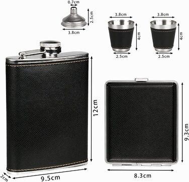 Набір фляжок, 260 мл, з нержавіючої сталі, для віскі, міні-пляшка для лікеру, висококласні портативні алкогольні подарунки (чорна коробка)