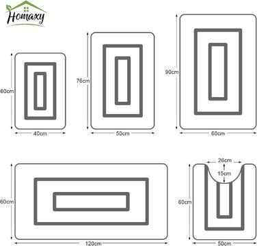 Килимок для ванної кімнати Homaxy з мікрофібри, неслизький, 60x90 см, сірий