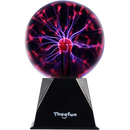 Плазмова куля, 15 см чарівний світловий м'яч, електростатичний м'яч сенсорний блискавичний м'яч, миготливий освітня іграшка фізика спалах світла плазмової лампи сфера світлові ефекти скло червоне