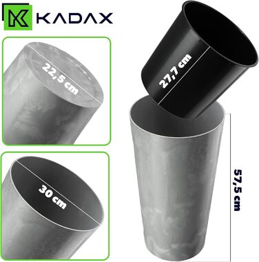 Набір горщиків KADAX (3 шт) з дерев'яною стружкою, сірий бетон, 19.25/30 см