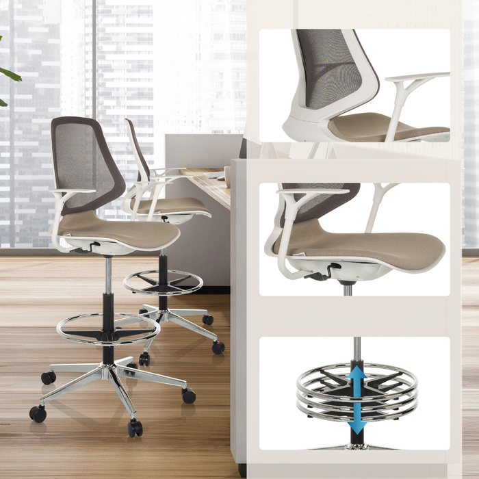 Офісне крісло / Барний стілець TOP WORK STYLE, тканина бежевого кольору, hjh OFFICE