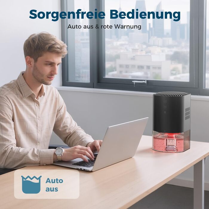 Електричний осушувач повітря AROEVE 990мл з підсвіткою 7 кольорів, автоматичне вимкнення, захист від пролиття, для дому, шафи, ванної кімнати та кухні