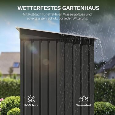 Сарай металевий Devoko 96x98x160 см для саду, тераси, з похилим дахом, антрацит. Комплект: рукавички, замок.