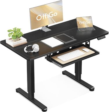 Електричний стіл OffiGo, 100x50 см, з підставкою для клавіатури, 3 режими пам'яті, для роботи та навчання, білий