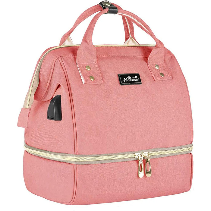 Сумка для пікніка Viedouce, ізольована сумка для ланчу, рюкзак для дитячих пелюшок, маленький рюкзак для сповивання, рюкзак для молоковідсмоктувача, багатофункціональний дорожній рюкзак для офісу, кемпінгу, Чорний (Міні-рожевий)