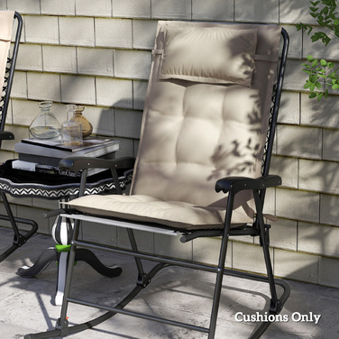 Набір з 2 подушок для шезлонга, водовідштовхувальні, розміром 50x116x5 см, бежевого кольору. Ідеально підходить для садових шезлонгів.