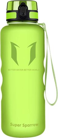 Пляшка для пиття Super Sparrow-герметична пляшка для води об'ємом 1,5 л-спортивна пляшка без бісфенолу А / Школа, спорт, вода, велосипед (2-матове вапно)