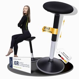 Ергономічний офісний стілець-трансформер 2-в-1 з регулюванням висоти (чорний) | Стілець для здорової спини