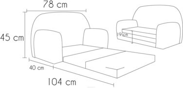 Дитячий розкладний диван FORTISLINE Mini 2в1, 40x78x45 см, знімний чохол, поролон, мотив Кошеня