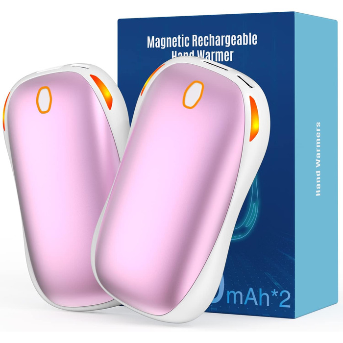 Електричний грієчка для рук 5000mAh 2 шт. - багаторазовий кишеньковий грієчка для активного відпочинку, зимовий подарунок для дітей, жінок та чоловіків, рожевий