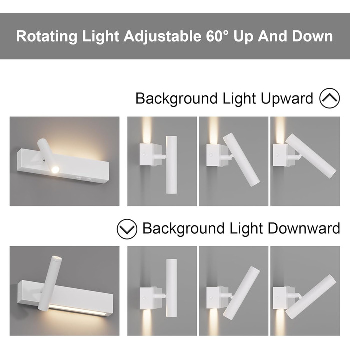 Світлодіодні настінні світильники, 3 Вт 3 Вт, 3000 К, 2 вимикачі, поворотний на 330, вітальня, алюміній, теплий білий, 2