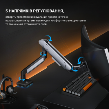 Настільне кріплення для монітора Anda Seat Stealth Pro II RGB 17’’-42’’ Titanium