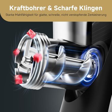 М'ясорубка електрична AAOBOSI 3-в-1, 2800 Вт, нержавіюча сталь: з насадками для ковбас та кубебе, 2 ножі, 3 решітки для дому