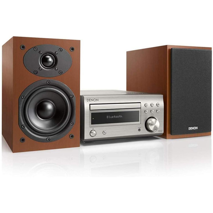 Denon DM 41 Компактна Hi-Fi система з вихідною потужністю 2 x 30 Вт преміум срібло/вишневе дерево